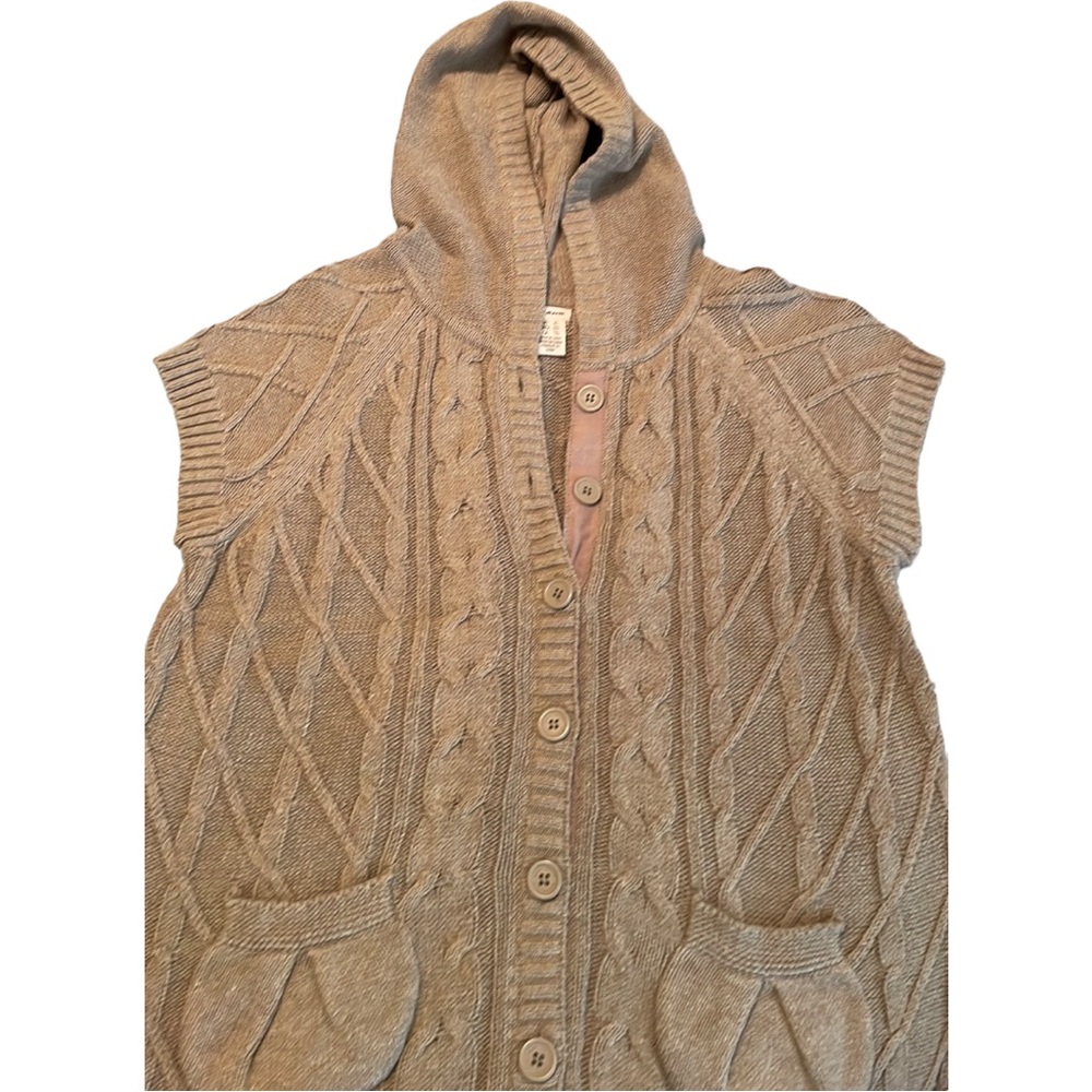 DKNY Khaki Sweater Vest with Hood Size XL